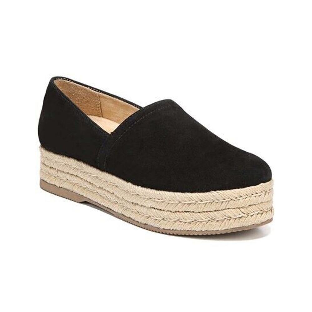 NATURALIZER Size 8.5 Shoes Thea 3 Black Suede Espadrille Platform Slip On Casual